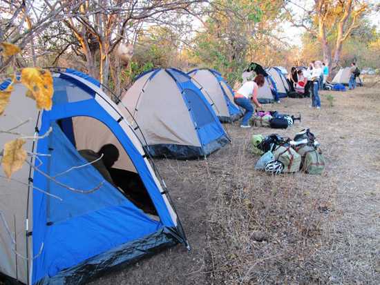 Two man dome tents provided accommodation