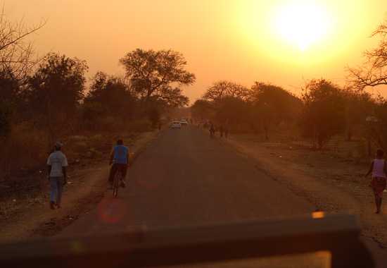 Zambian roads at sunset