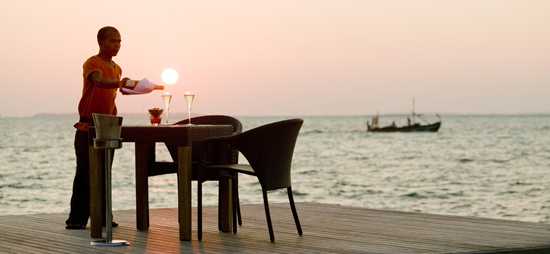 Champagne dinner on the dock in Mauritius