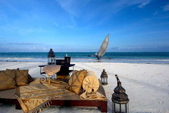 Romantic dinner for two on a beach in Mozambique