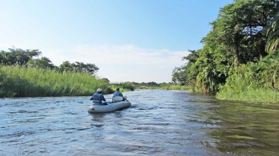 Canoeing down the Zambezi River