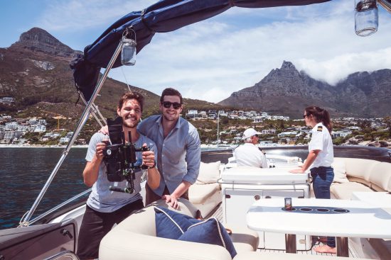 Video team on boat in Cape Town