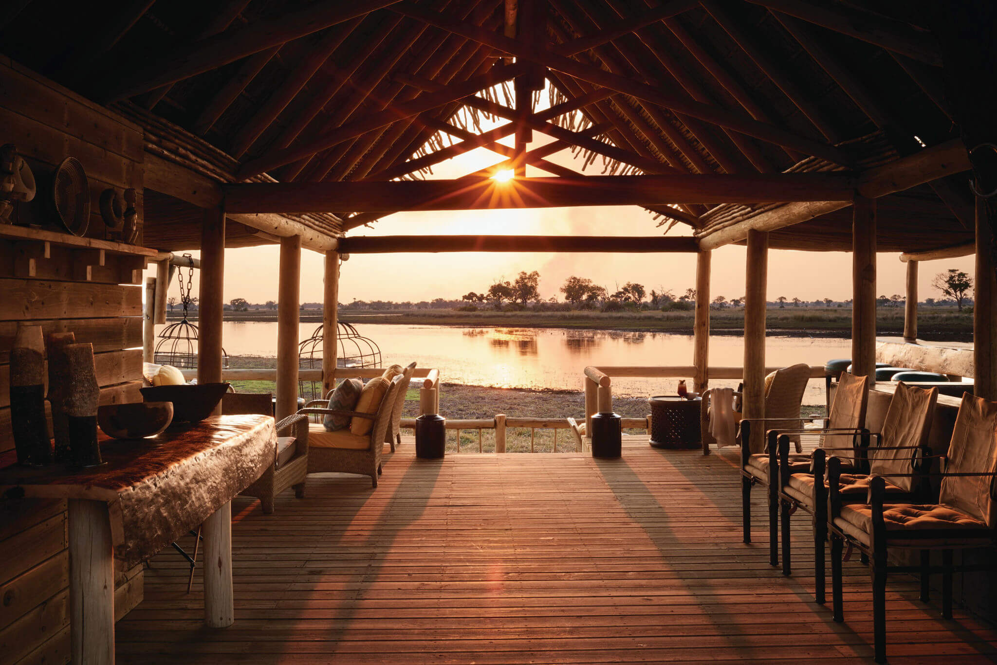 The sunset from the deck of Belmond Eagle island lodge