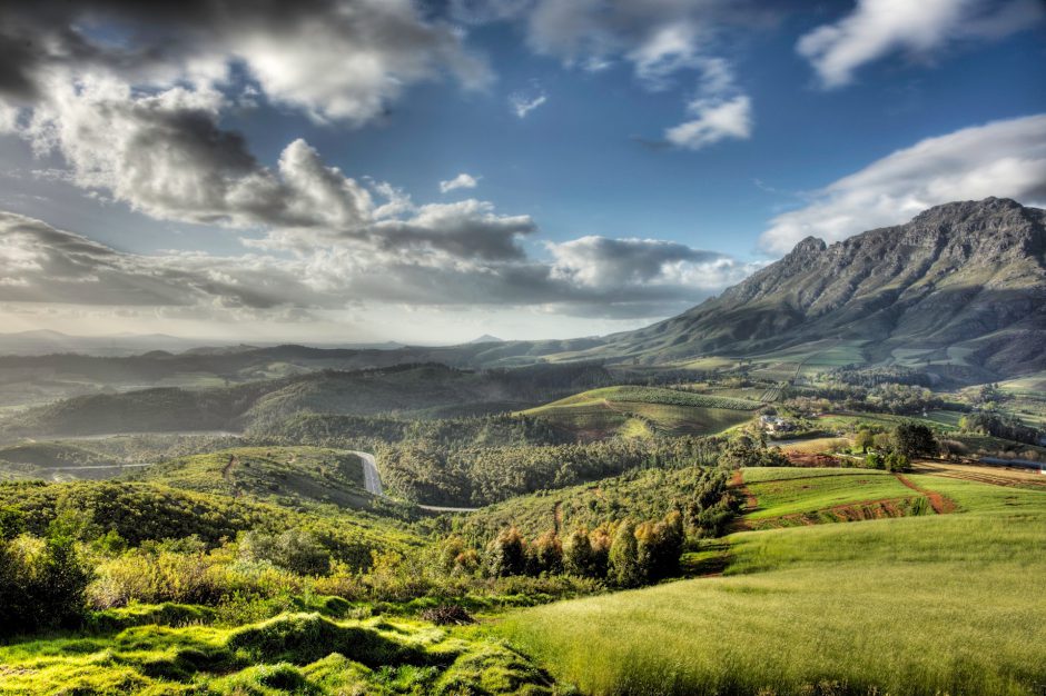 View of Stellenbosch wine region and Simonsberg Mountain