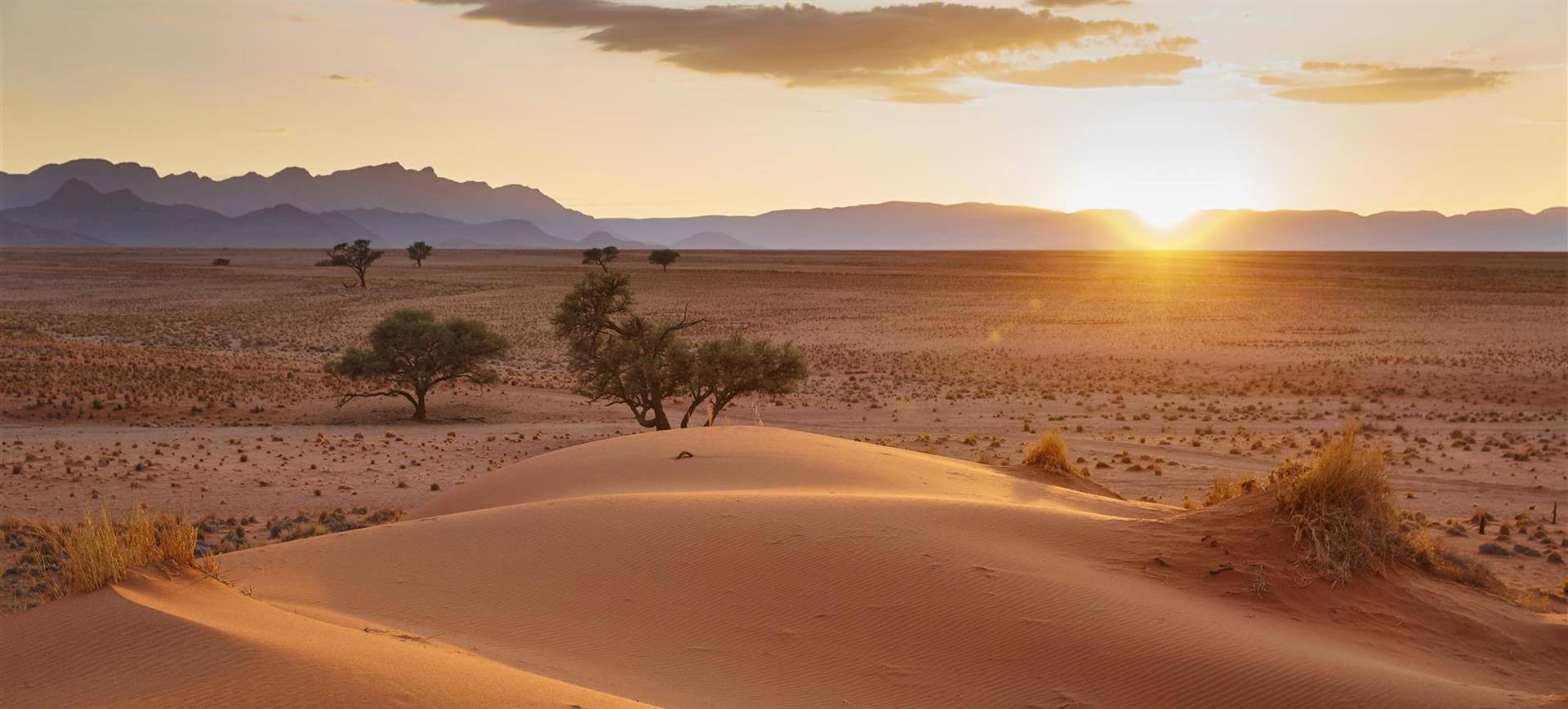 soleil se levant sur les dunes du désert du namib-naukluft namibie