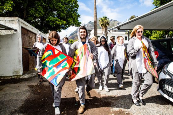 Wearing rhino onesies on World Rhino Day