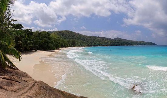 The calm scene of Anse Lazio Beach in Seychelles 