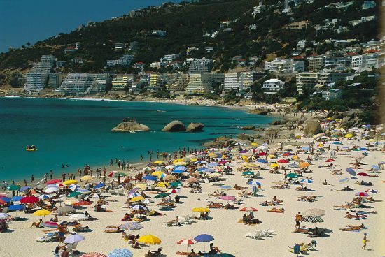 Clifton Beach is popular in Cape Town