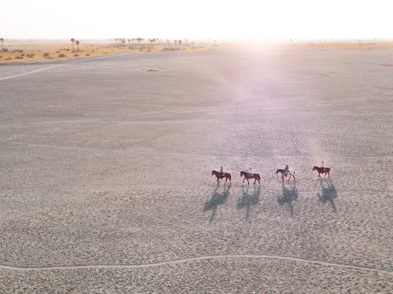 Botswanas atemberaubende Highlights: Ausritt durch die Makgadikgadi-Salzpfannen in der Kalahari