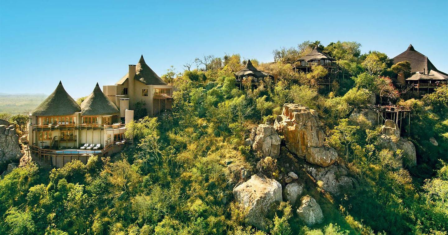 An panoramic view of Ulusaba Rock Lodge, Sabi Sand