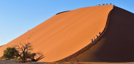 Walking on the dunes in Sossusvlei