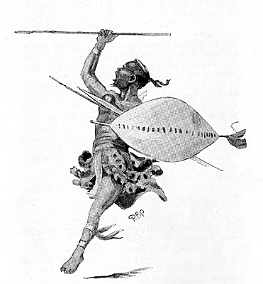 A drawing of a Zulu Warrior, Shaka