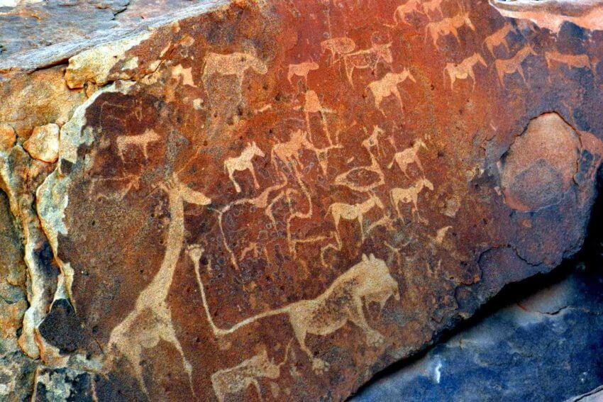 Carvings made by Bushmen in Namibia