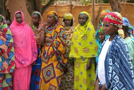 Madagascan women wearing traditional 'Lamba'