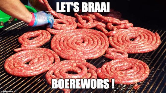 South African slang boerewors braai