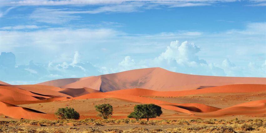 panorama des paysages de dunes de sable orange sossusvlei namibie