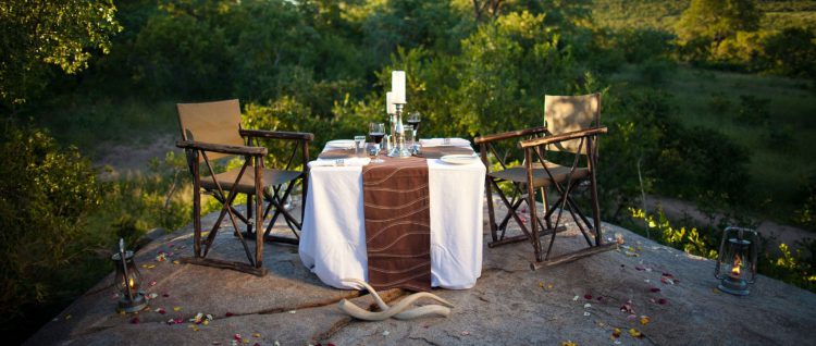 Cena romántica en la Reserva Privada de Animales Ulusaba