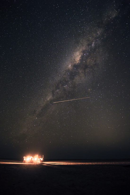 A shooting star! African night sky from around the campfire