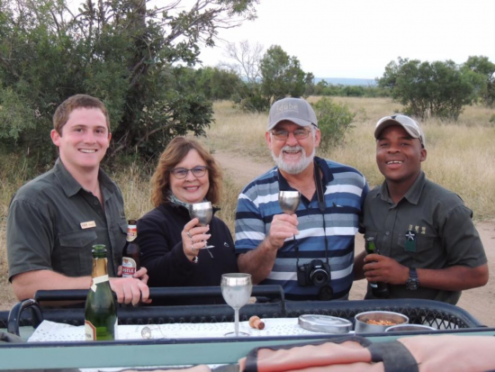 Enjoying bush drinks with the rangers