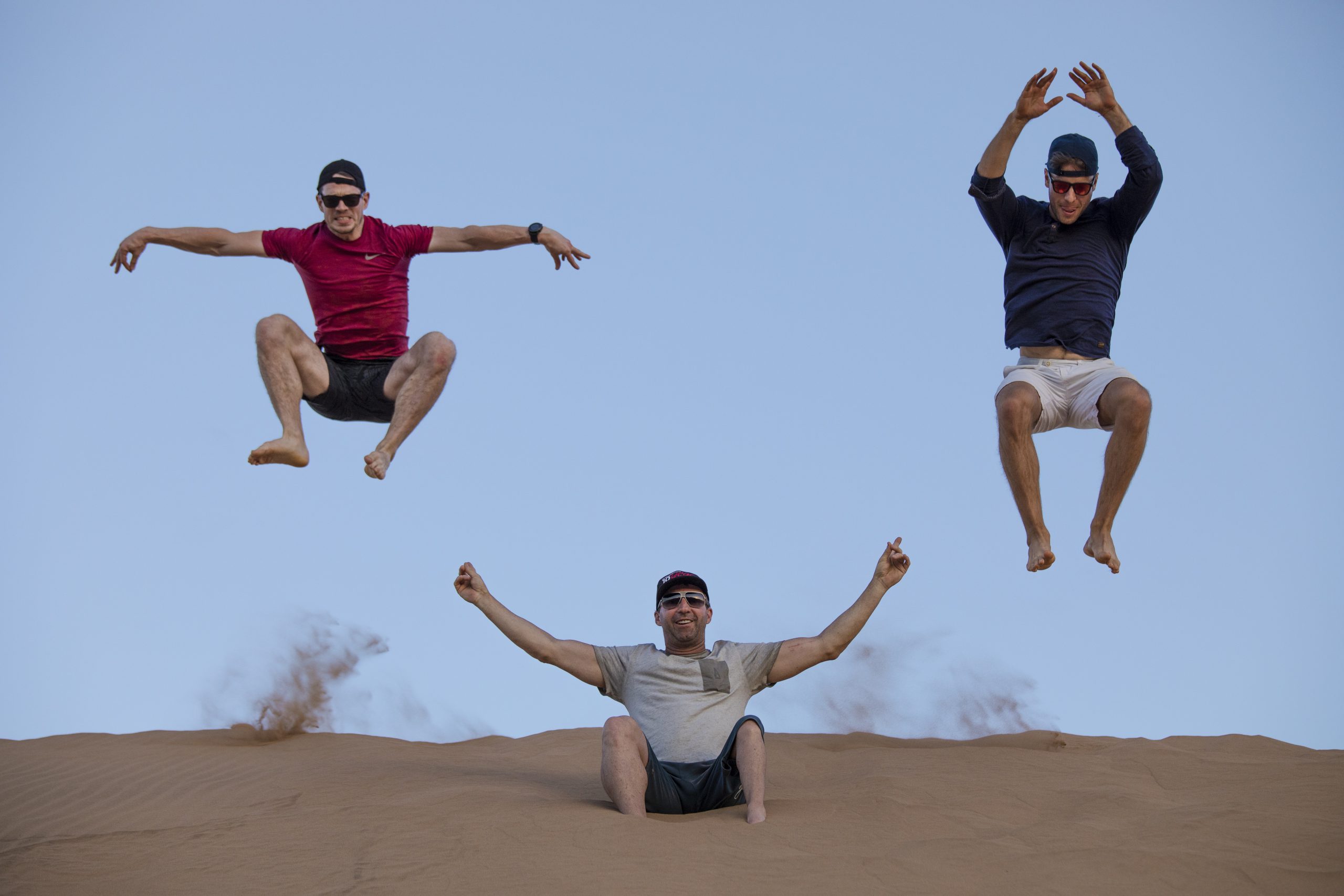 Jumping on the sand dunes