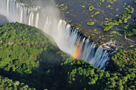 Victoria Falls adorns a rainbow