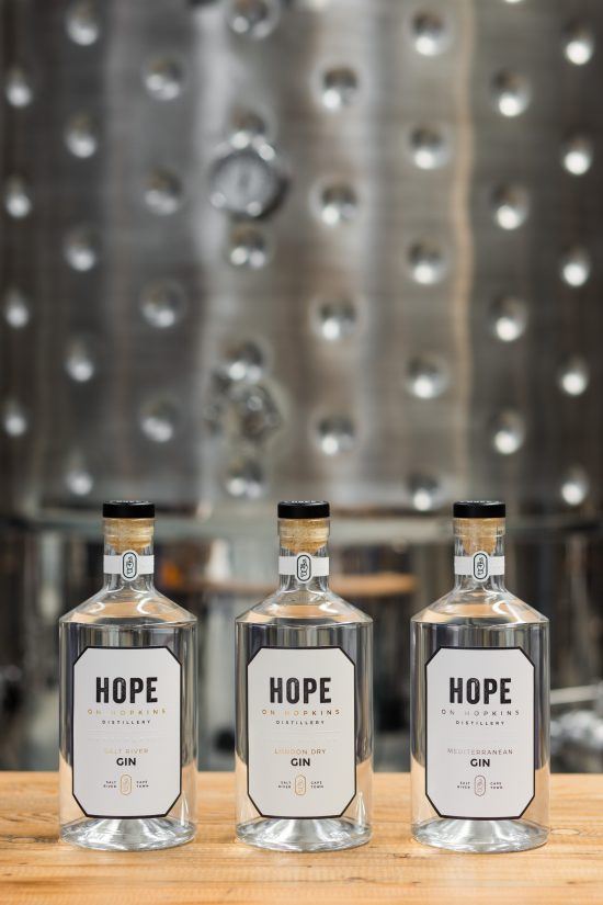 The 3 gins at Hope on Hopkins in Cape Town