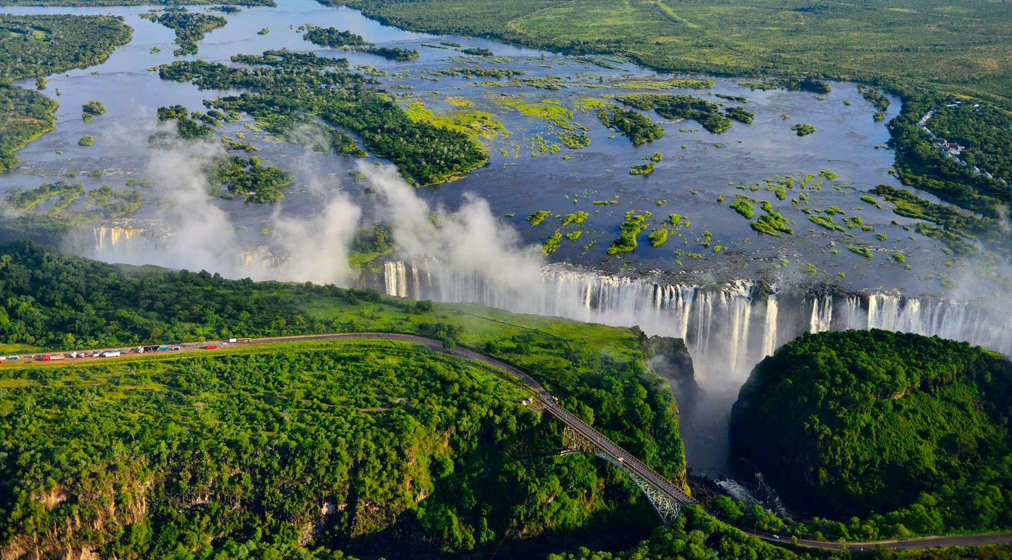 Arial view of Victoria Falls, Zimbabwe