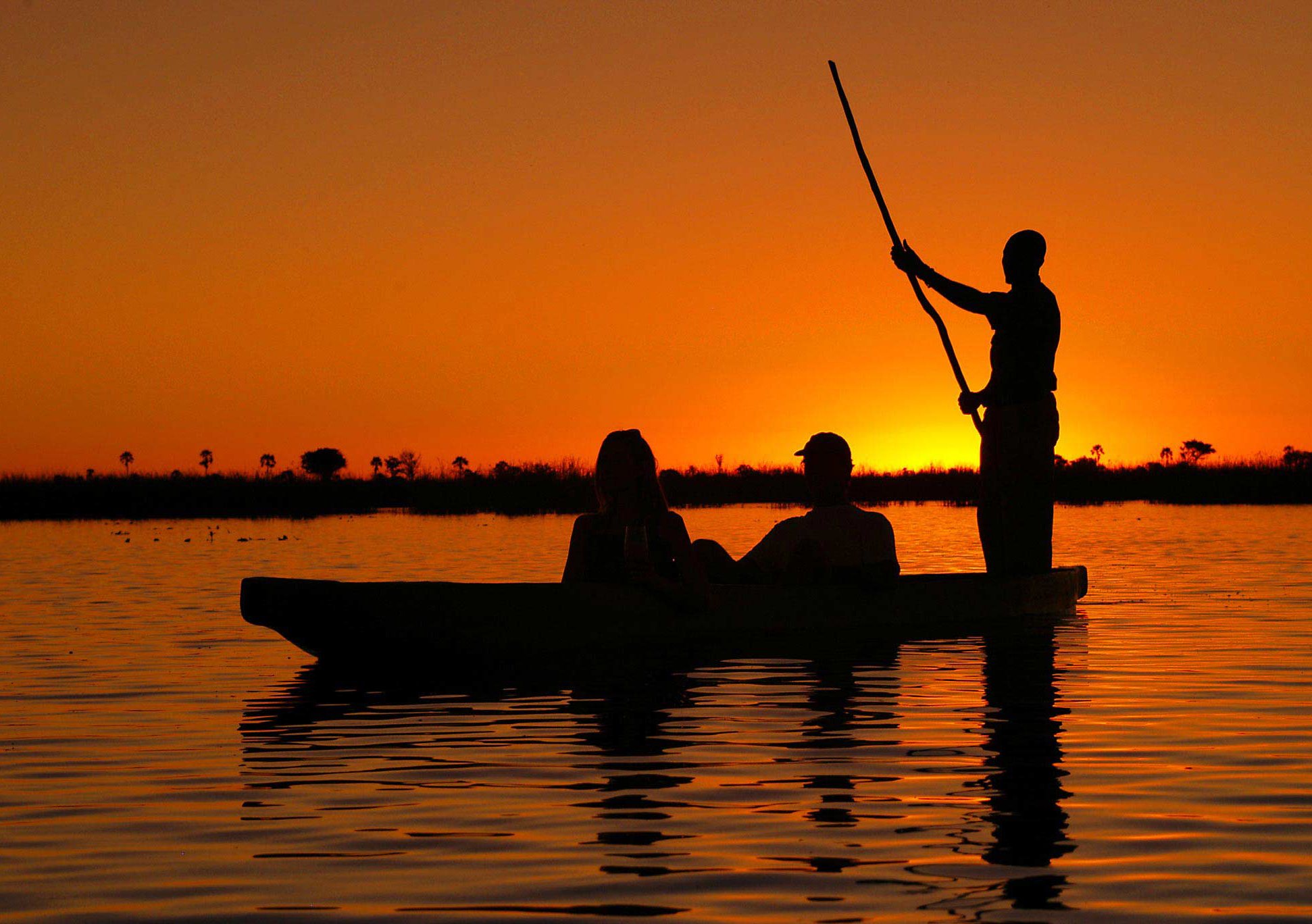 Canoeing in the Okovango Delta in Botswana