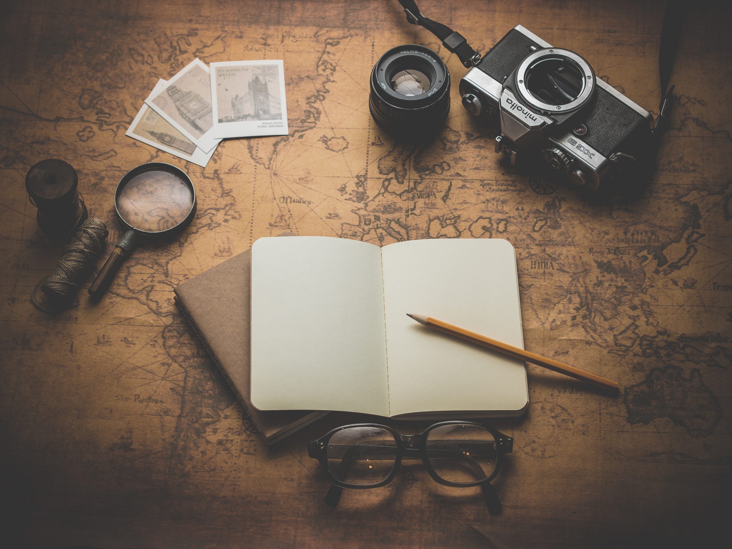 A map, camera and notebook - ready to take on that African wanderlust bug!