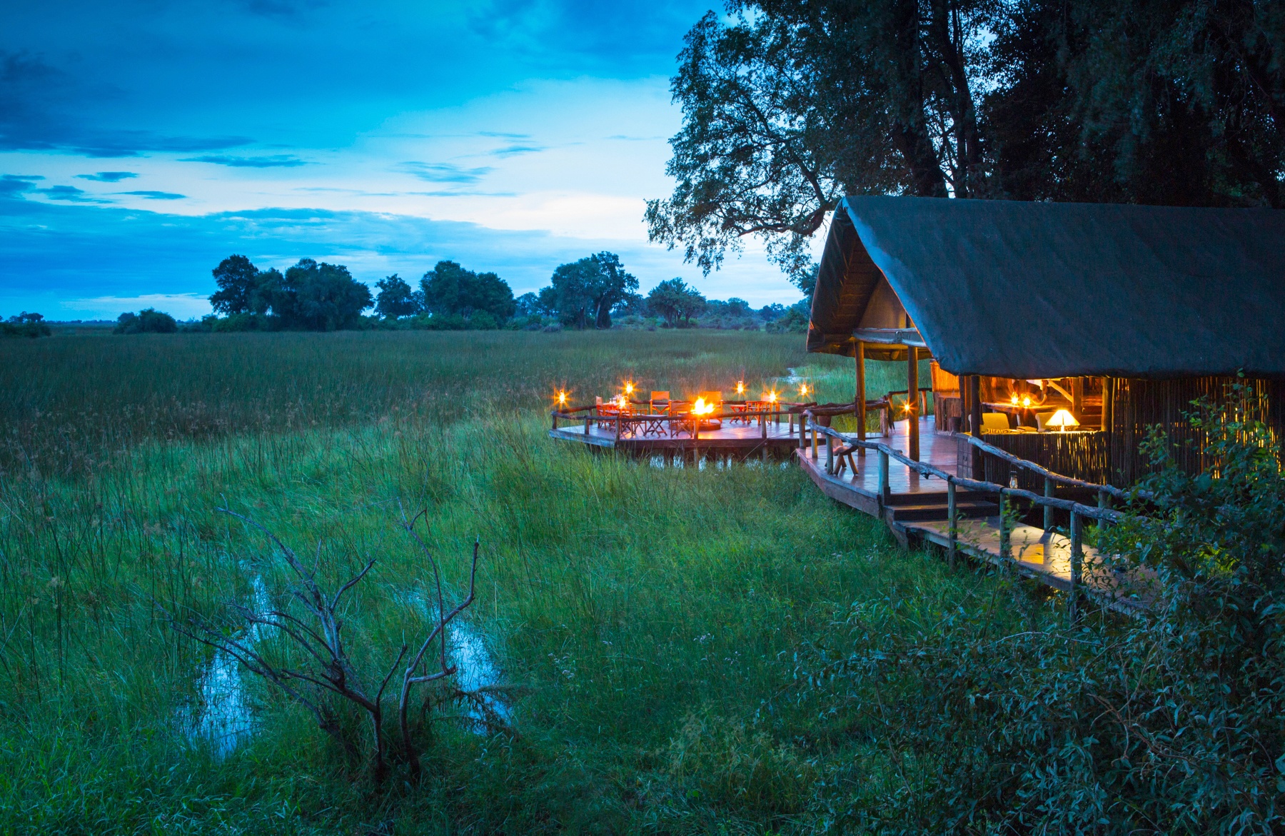 Im abgeschiedenen Duba Plains Camp lassen sich Sorgen und Stress des Alltags vergessen.