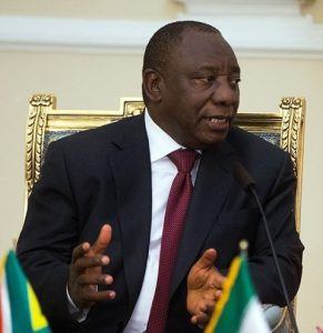 Südafrikas Präsident Cyril Ramaphosa bei einer Pressekonferenz