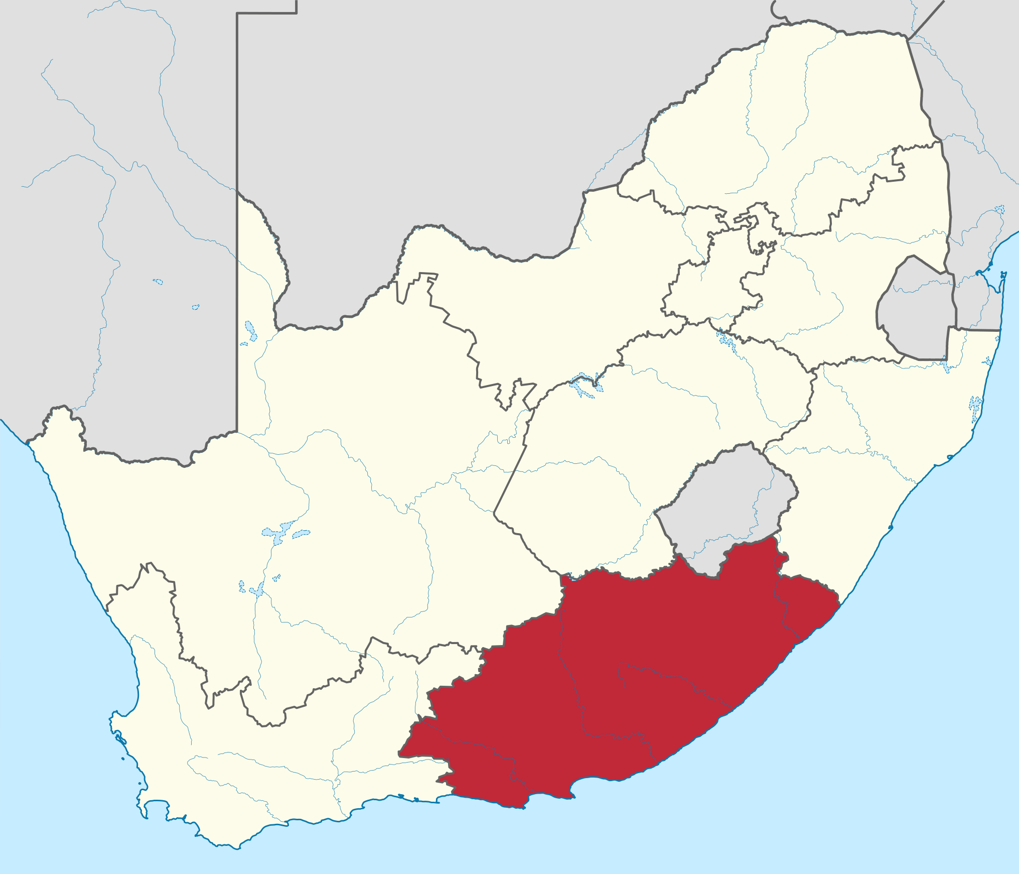 Map of the Eastern Cape of South Africa 