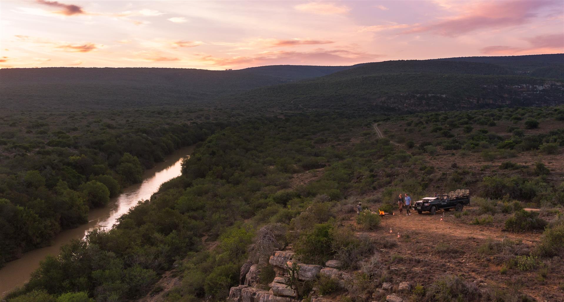 Sunset at the Kwandwe River in the Eastern Cape of South Africa