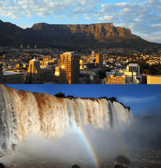 Semelhanças entre Brasil e África do Sul — Cataratas do Iguaçu e Table Mountain figuram na lista das Sete Novas Maravilhas Naturais do Mundo.