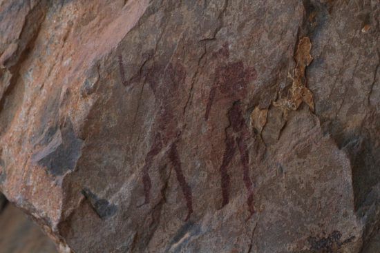 Ancient bushman cave painting in Namibia