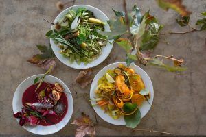 Gastronomie et plats colorés au restaurant Babel, Babylonstoren.