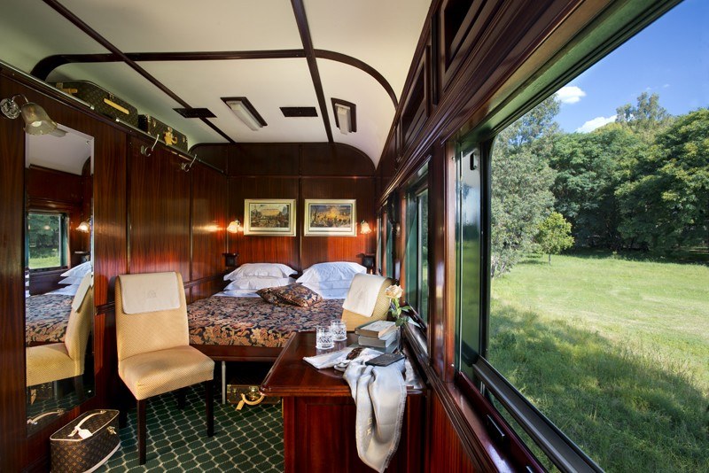 Luxurious interiors of the Rovos Rail Deluxe Suite