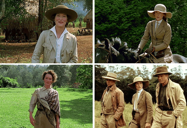 Moda de safári: Meryl Streep em "Out of Africa"