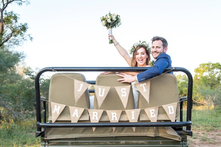 Disfrutando de una boda mágica en África. Foto: Thornybush Game Lodge