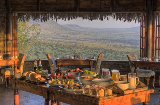 The breakfast set up at the dining room at Klein's Camp