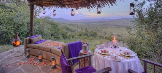 The view from one of the cottages at Klein's Camp, set up with a private dinner