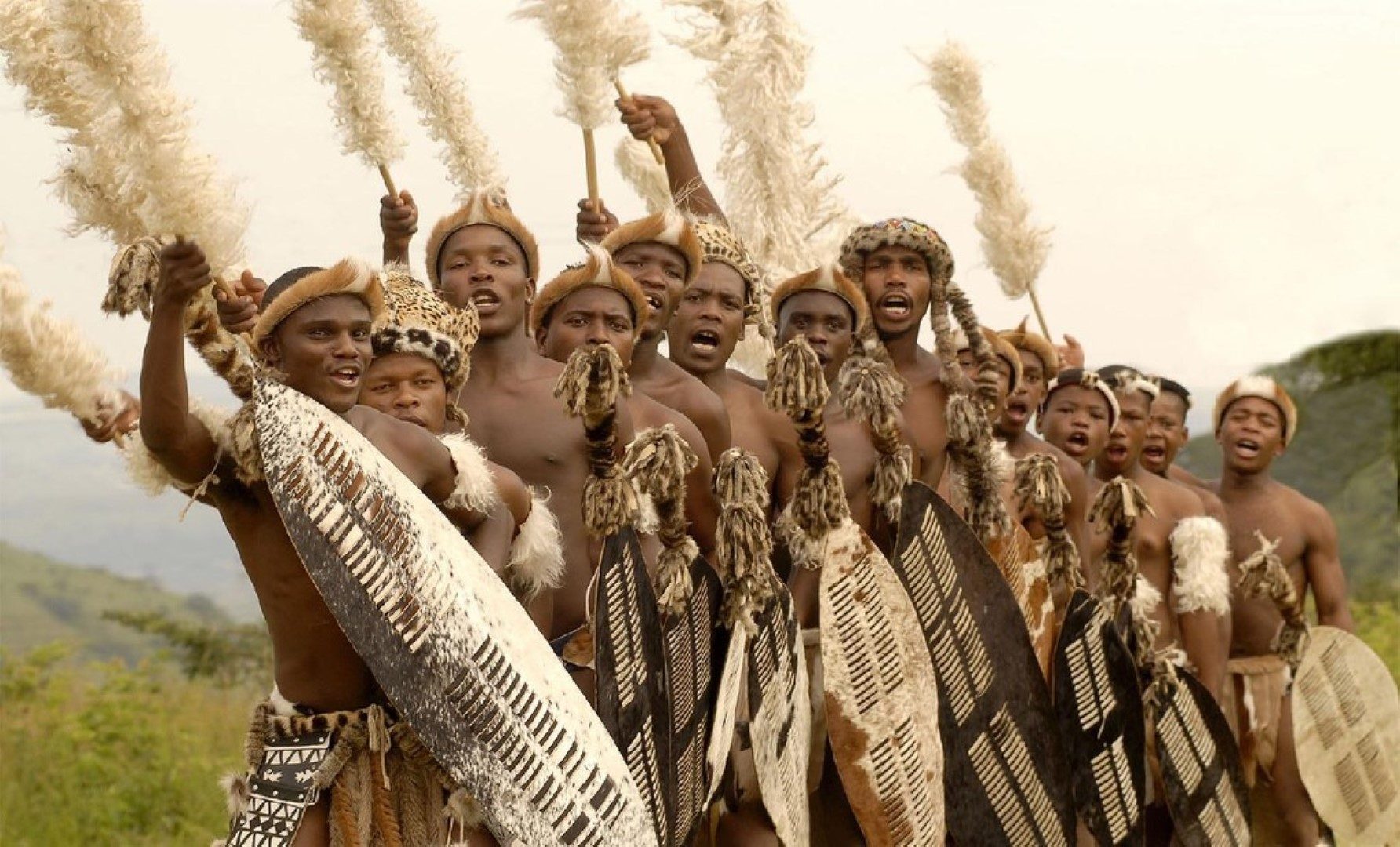 Zoulous en tenue traditionnelle, KwaZulu - Natal, Afrique du Sud