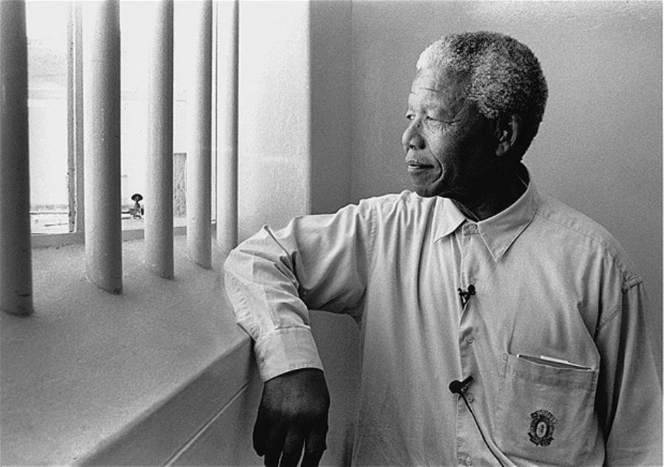 Nelson Mandela in seiner ehemaligen Gefängniszelle auf Robben Island - Mandela Day