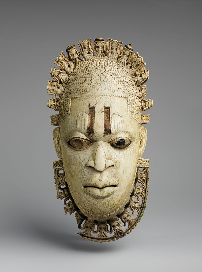 An ivory mask of Queen Idia, made in the 16th Century