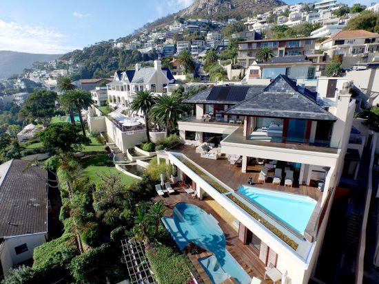 Villa One and the Spa in the foreground with the elegant Ellerman House in the background.