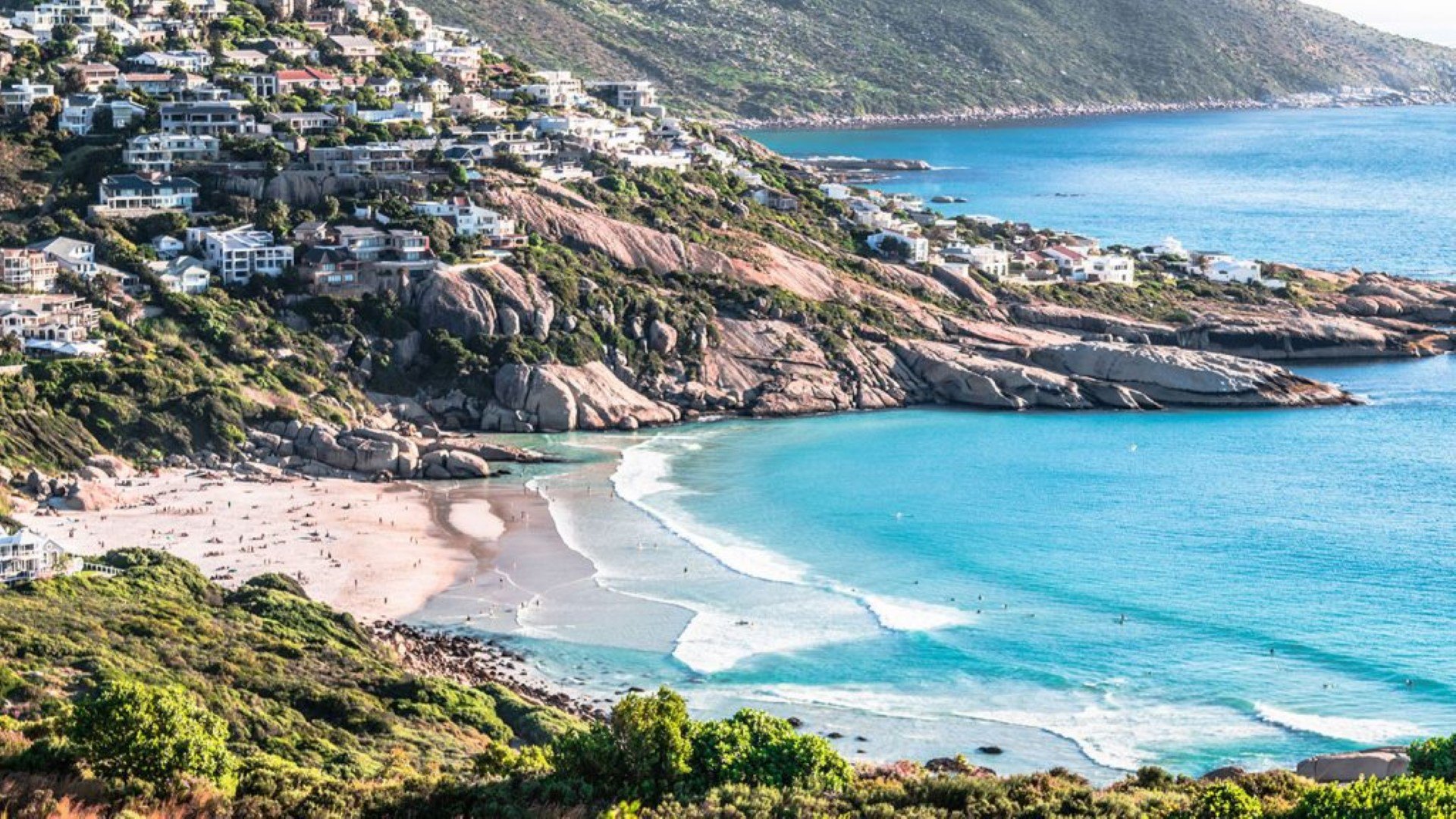 Der weiße Strand von Llandudno aus der Vogelperspektive