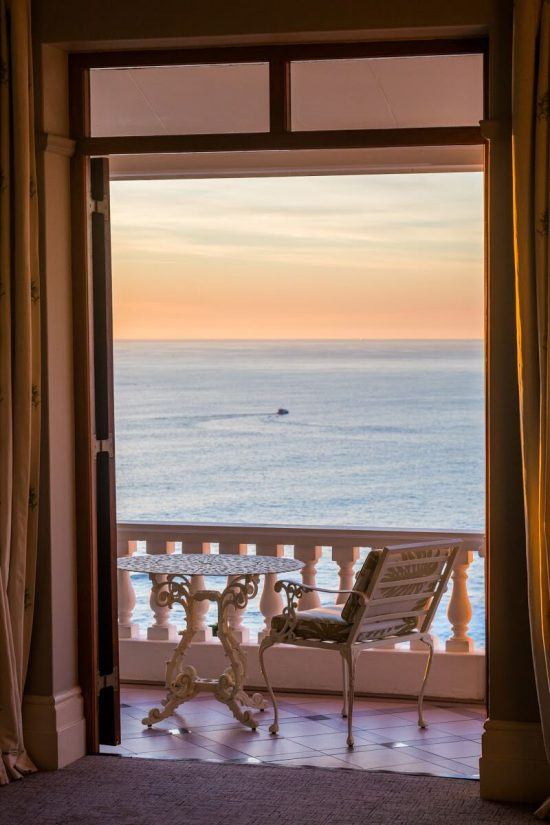 The sunset as seen from one of Ellerman House's rooms.