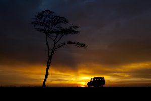 Hermoso atardecer en Africa, en Kenia