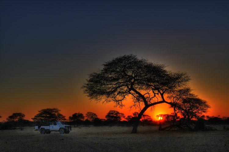 Sunset in Botswana at the Makgadikgadi Pans