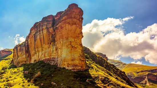 Varying sandstone colours of a rock face in Golden Gate Highlands National Park 